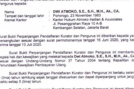 SK Kurator Dwi Atmoko, S.E., S.H., M.H., Ak., C.A.