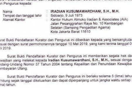 SK Kurator Iradian Kusumawardhani, S.H., M.H.